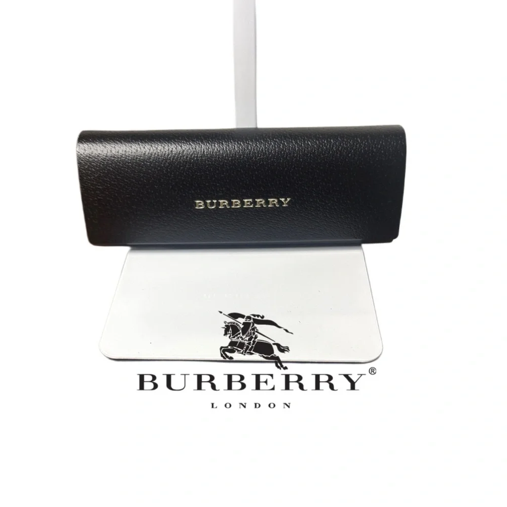 Burberry Black Leather Sunglasses Case Gold Logo Designer Eyeglass Case